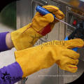 SRSAFETY High quality cow split leather safety welding gloves in factory